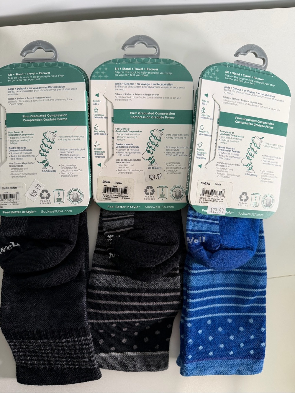 NEW Sockwell 20-30 mmHg Compression Socks Women M/L Merino Wool 3 Pairs - Picture 2 of 2